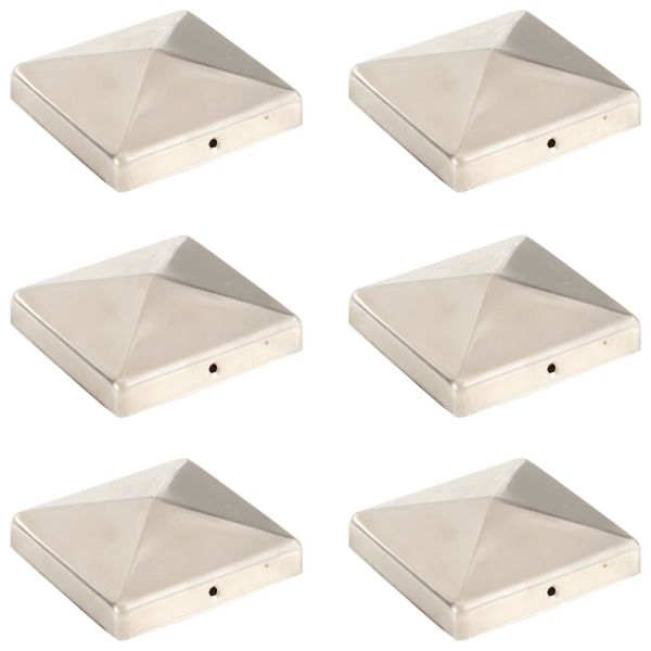 vidaXL Pyramídové krytky na plotové stĺpiky 6 ks 101x101 mm nehrdzavejúca oceľ