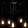 vidaXL Závesná lampa s 5 objímkami E27 čierny kov