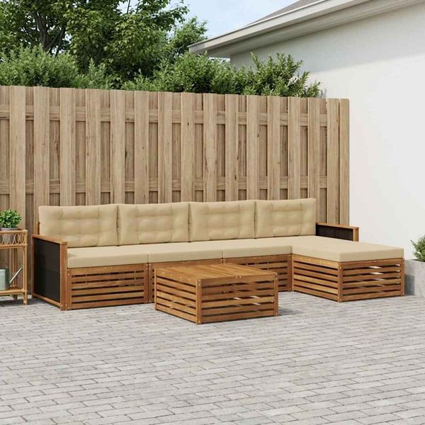 vidaXL Záhradná súprava gaučov 6 pcs Prírodná a béžová 79 x 79 x 37 cm