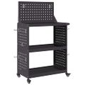 vidaXL Kovový vozík na náradie s poličkou Čierna 65 x 35 x 111 cm