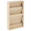 vidaXL Botník s 3 zrkadlovými skrinkami, dubový, 63x17x102,5 cm