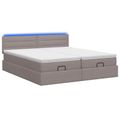 vidaXL Ottoman posteľ s matracom a LED Sivohnedá 160 x 200 cm Látka