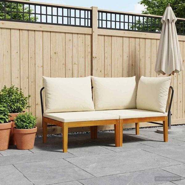 vidaXL 2 ks Záhradný lounge set s vankúšmi Prírodná