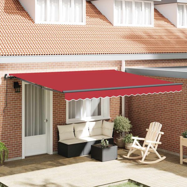 vidaXL Sklopná markíza Červená 400 × 350 cm Polyester a hliník