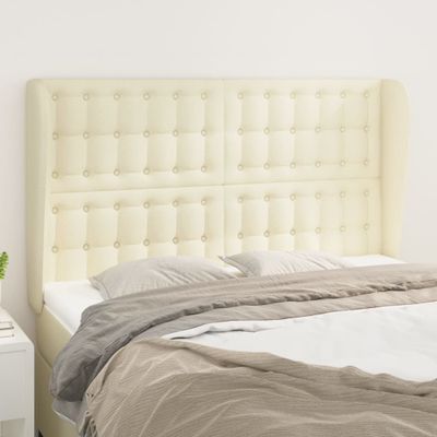 vidaXL Čelo postele so záhybmi krémový 147x23x118/128 cm umelá koža