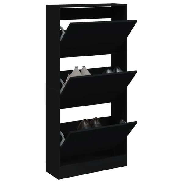 vidaXL Botník čierny 60x21x125,5 cm kompozitné drevo