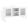 vidaXL TV skrinka biela 105x35x52 cm oceľ a sklo