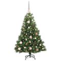 vidaXL Umelý vianočný stromček s 150 LED-i Zelená 120 cm PE a PVC