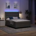 vidaXL LED box s pružinami Tmavo šedá 140 x 200 cm látka