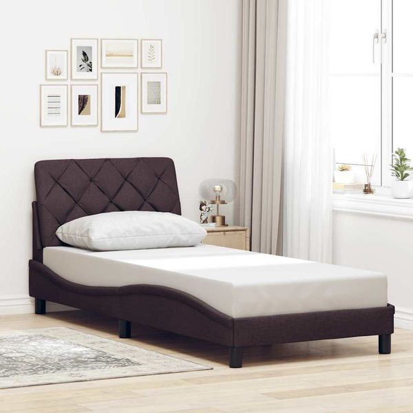 vidaXL Rám postele bez matraca tmavohnedá 90x190 cm látka