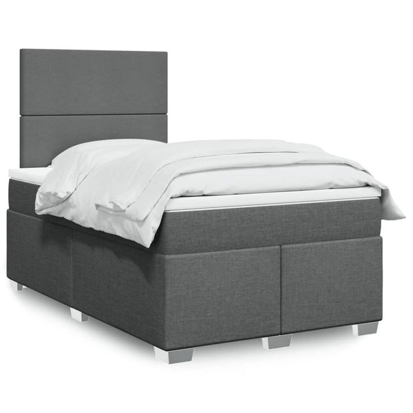 vidaXL Boxspring posteľ s matracom, tmavosivá 120x190 cm, látka