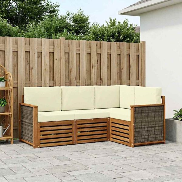 vidaXL Súpravy pohoviek s vankúšom 4 pcs Pevné akáciové drevo