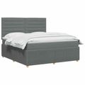 vidaXL LED boxspring posteľ s matracom Tmavosivá 140 x 190 cm Látka