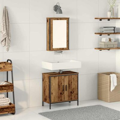 vidaXL Sada kúpeľňového nábytku Nástenný 2 pcs Hnedá Kompozitné drevo