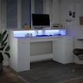 vidaXL Stôl s LED svetlami biely 160x55x91 cm kompozitné drevo