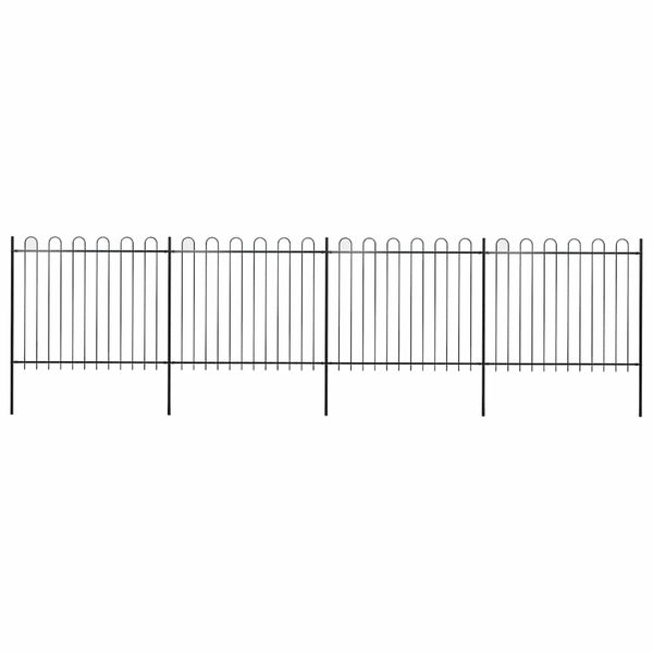 vidaXL Záhradný plot s oblúkom navrchu, oceľový 714,5x150 cm, čierny