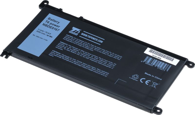 Batéria T6 Power pre Dell Insprion 15 5568, 5578, Vostro 5468, 5568, 3680mAh, 42Wh, 3cell, Li-pol