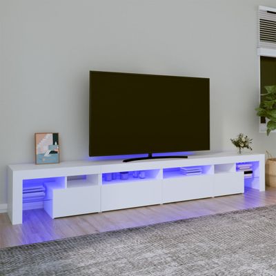 vidaXL TV skrinka s LED svetlami biela 260x36,5x40 cm