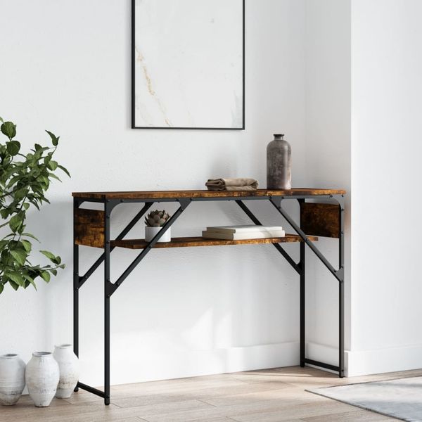 vidaXL Konzolový stolík s policou dymový dub 105x30x75cm kompoz. drevo