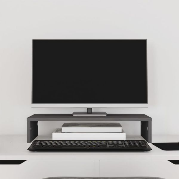 vidaXL Stojan na monitor sivý 50x27x10 cm masívna borovica