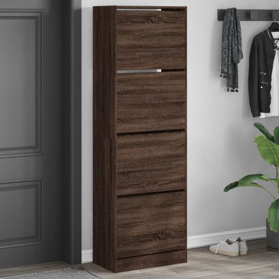 vidaXL Botník so 4 výklopnými zásuvkami dymový dub 60x34x187,5 cm