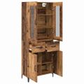 vidaXL Highboard Staré drevo 69,5 x 34 x 180 cm Kompozitné drevo