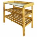 vidaXL Stolík na výsadbu s 2 policami, masívne akáciové drevo a zinok