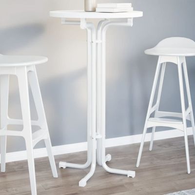 vidaXL Barový stôl biely Ø60x110 cm kompozitné drevo a oceľ