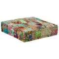 vidaXL Patchwork taburetka zelená 50x50x12 cm bavlnená štvorcová ručne vyrobená