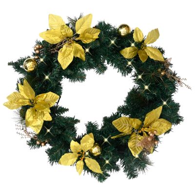 vidaXL Vianočný veniec s LED svetlami zelený 60 cm PVC