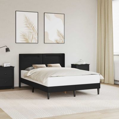 vidaXL Rám postele s LED pásikmi Čierna 140 x 190 cm Umelá koža