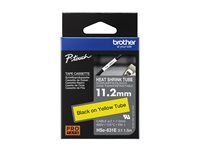 Černá na žluté - Role (1,12 cm x 1,5 cm) 1 kazeta/y závěsný box - páska pro tepelně smrštitelnou trubici - pro P-Touch PT-D800W, PT-E550WVP