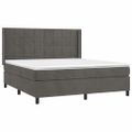 vidaXL Posteľný rám boxspring s matracom tmavosivý 160x200 cm zamat