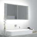 vidaXL LED kúpeľňová zrkadlová skrinka betónová sivá 90x12x45 cm akryl