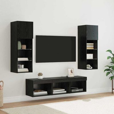 vidaXL TV nástenne jednotky Nástenný 5 pcs Čierny dub Kompozitné drevo
