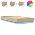 vidaXL Posteľný rám s LED svetlami dub sonoma 90x190 cm