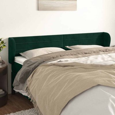 vidaXL Čelo postele so záhybmi tmavozelený 203x23x78/88 cm zamat