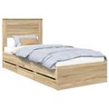 vidaXL Rám postele Sonoma dub 100 x 200 cm Inžinierske drevo