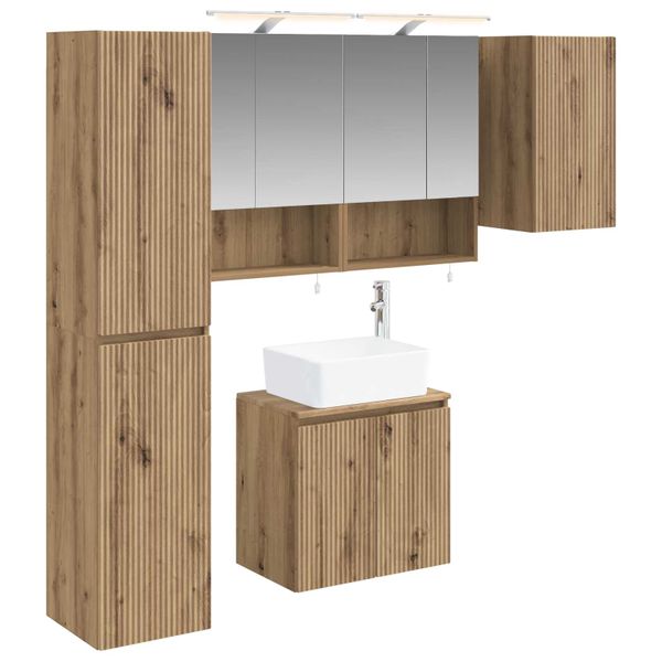 vidaXL Set kabinetov do kúpeľne 5 pcs Dub artisan 50 x 14,5 x 70 cm
