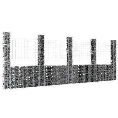 vidaXL Železný gabiónový kôš v tvare U s 5 stĺpmi 500x20x200 cm