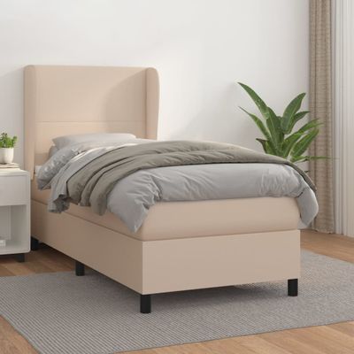 vidaXL Boxspring posteľ s matracom kapučínová 90x200 cm umelá koža