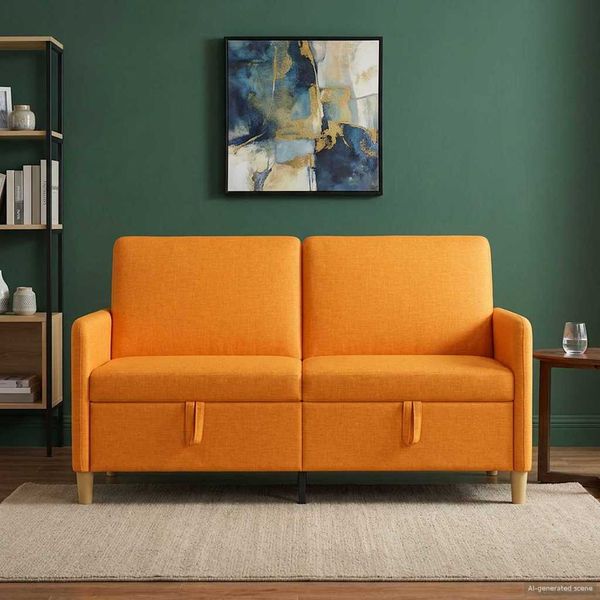 vidaXL Sofa s úložným priestorom Tmavá žltá 152 x 78 x 87 cm Polyester