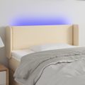 vidaXL Čelo postele s LED krémové 103x16x78/88 cm látka