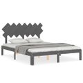 vidaXL Rám postele s čelom sivý 140x190 cm masívne drevo