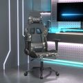 vidaXL Herná stolička s podnožkou čierna a maskovacia umelá koža