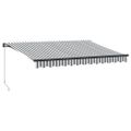 vidaXL Ručne zaťahovacia markíza s LED antracit a biela 350x250 cm