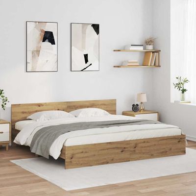 vidaXL Rám postele Remeselný dub 200 x 200 cm Kompozitné drevo