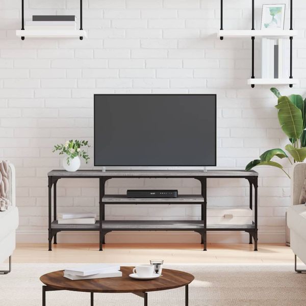 vidaXL TV skrinka sivá sonoma 121x35x45 cm kompozitné drevo a železo