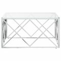 vidaXL Konferenčný stolík 80x80x40 cm nehrdzavejúca oceľ a sklo