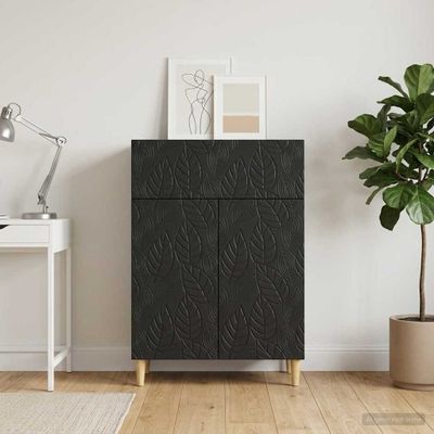 vidaXL Servírovacia skriňa Čierna 66 x 34,5 x 90 cm Kompozitné drevo